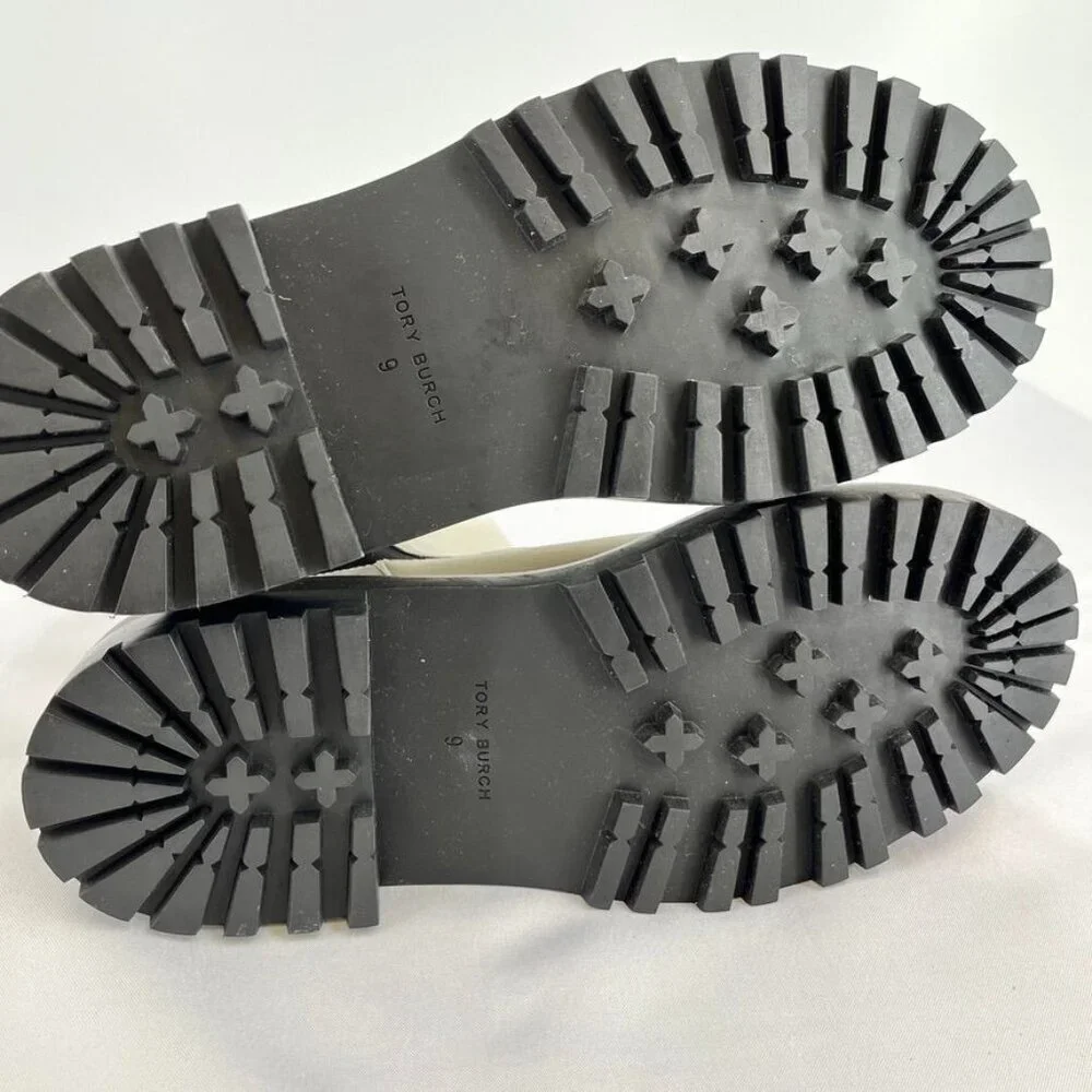 Tory Burch Women's Size 9 Benton Boot Vachetta Calf Heavy Boots In Ivory/Black - Picture 12 of 15